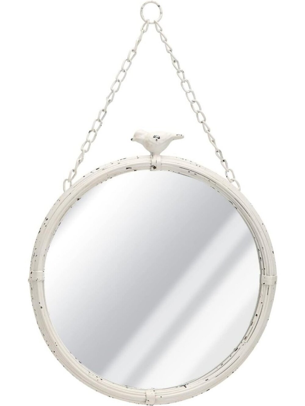 Vintage Rustic Round Hanging Mirror - 11" Metal Framed Wall Decor for Home